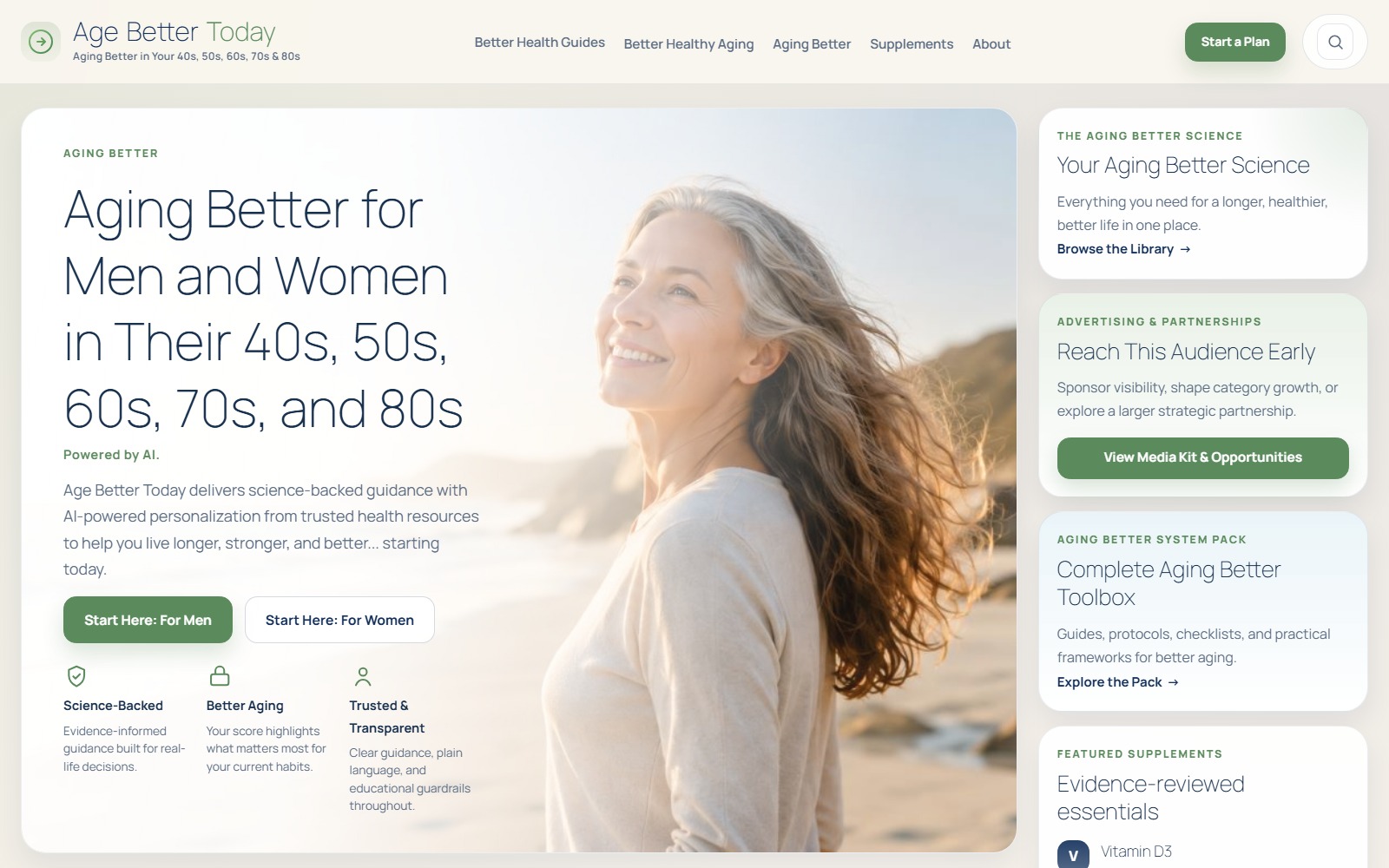 AgeBetterToday.com website homepage snapshot