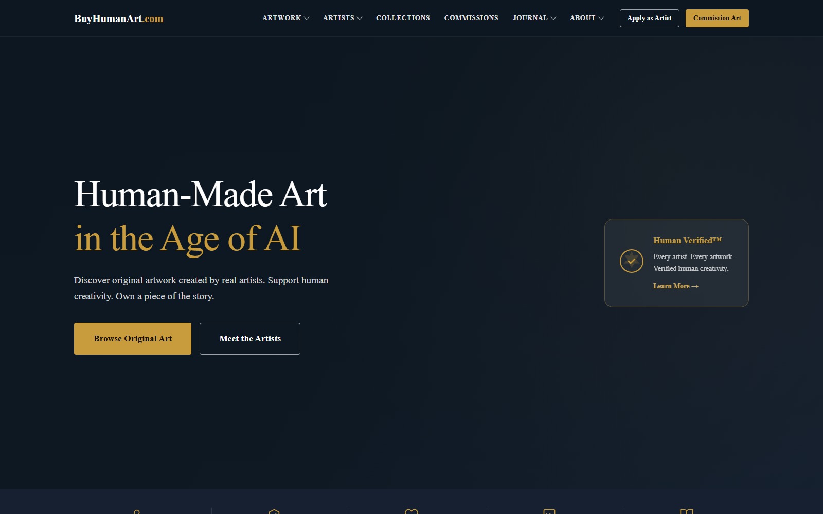 BuyHumanArt.com website homepage snapshot
